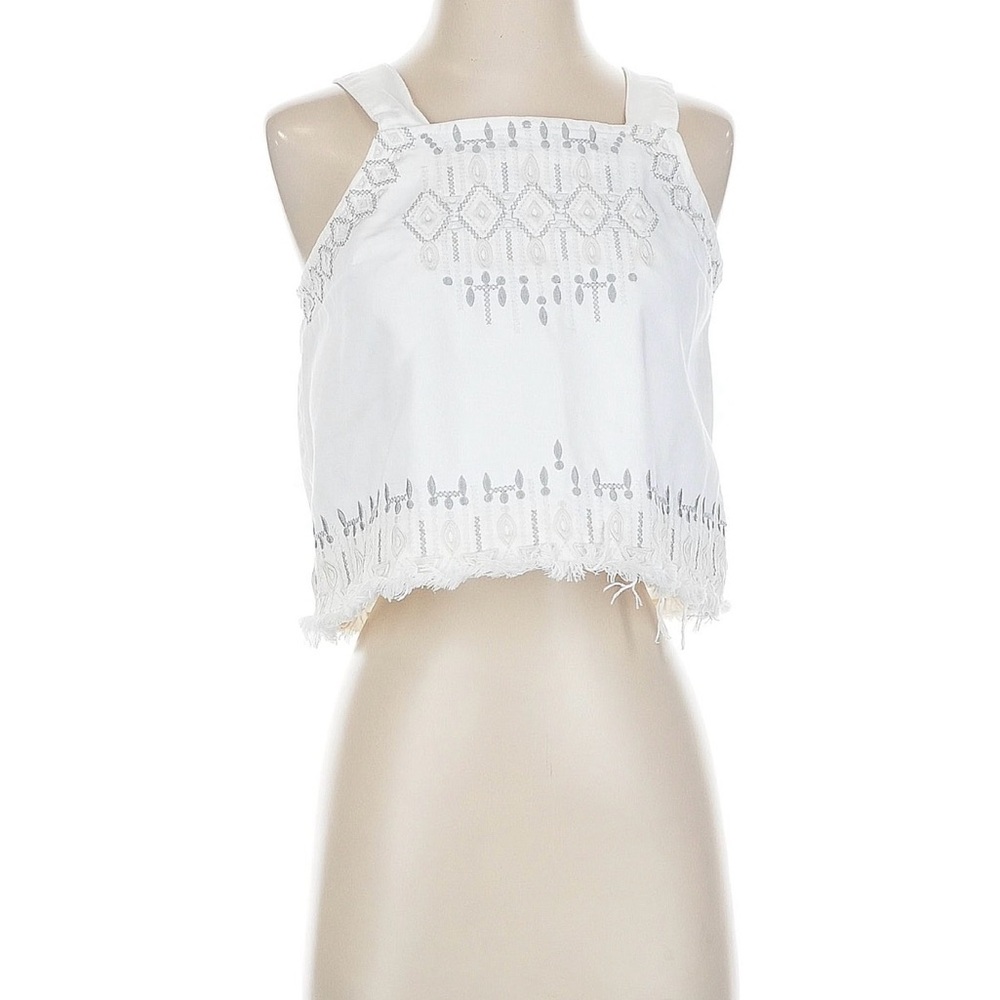 Blank NYC White Embroidered Cropped Tank
